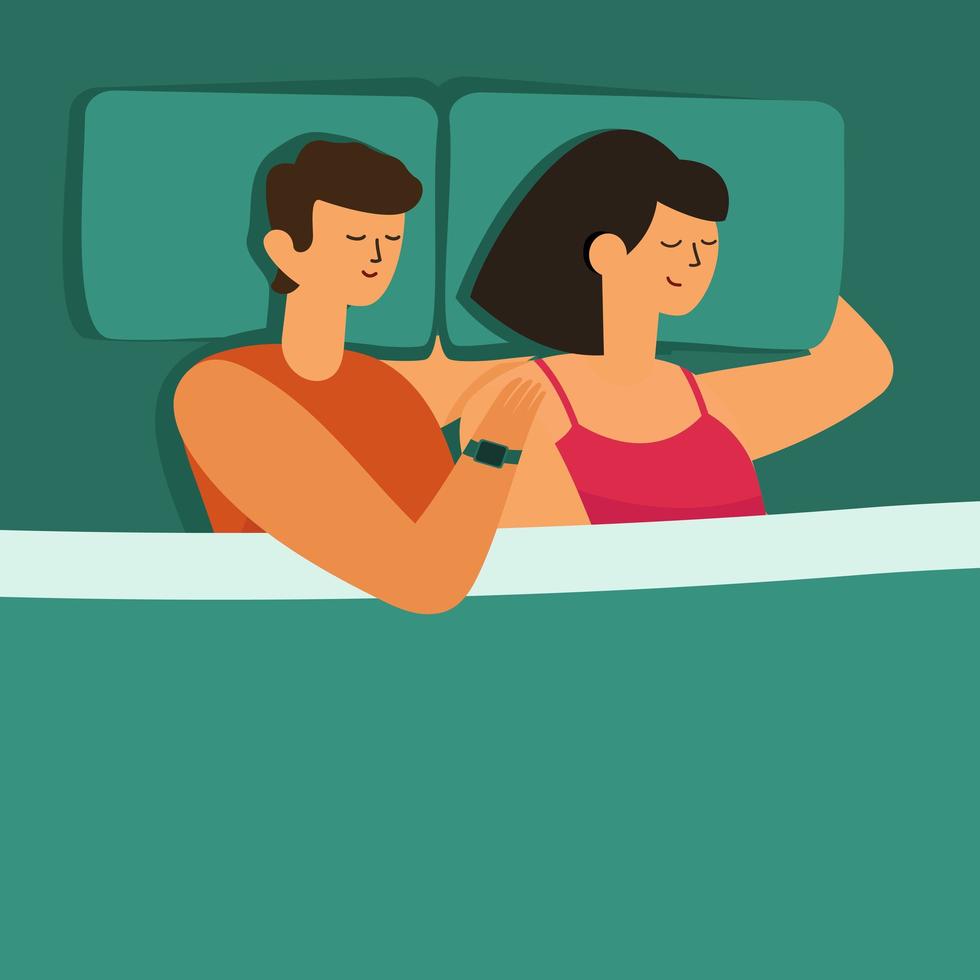 couple homme et femme endormie étreinte. illustration vectorielle plane vecteur