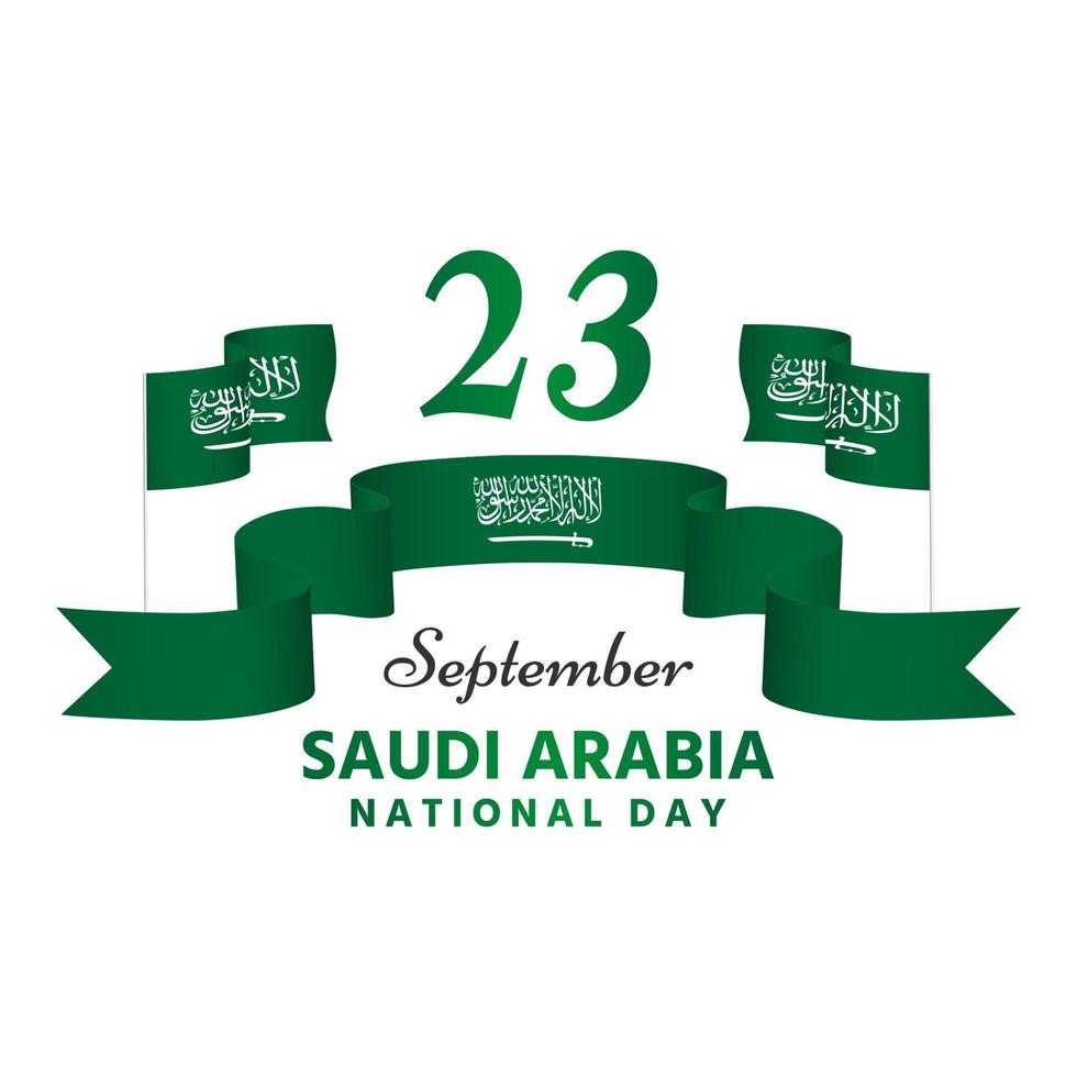 fête nationale de l'arabie saoudite vert et beau ruban vecteur