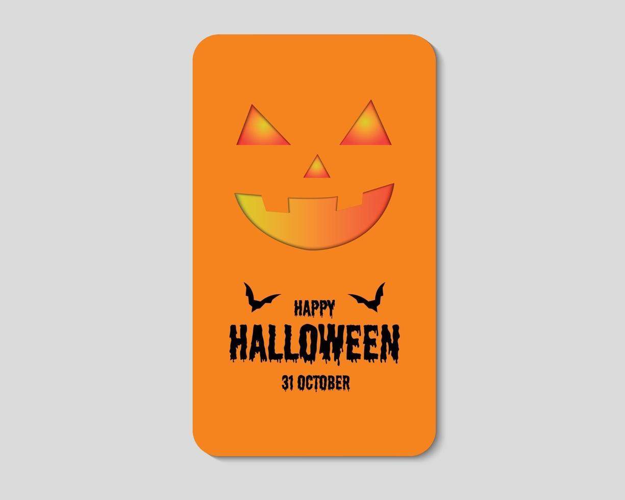 modèle de téléphone papier visage citrouille joyeux halloween vecteur