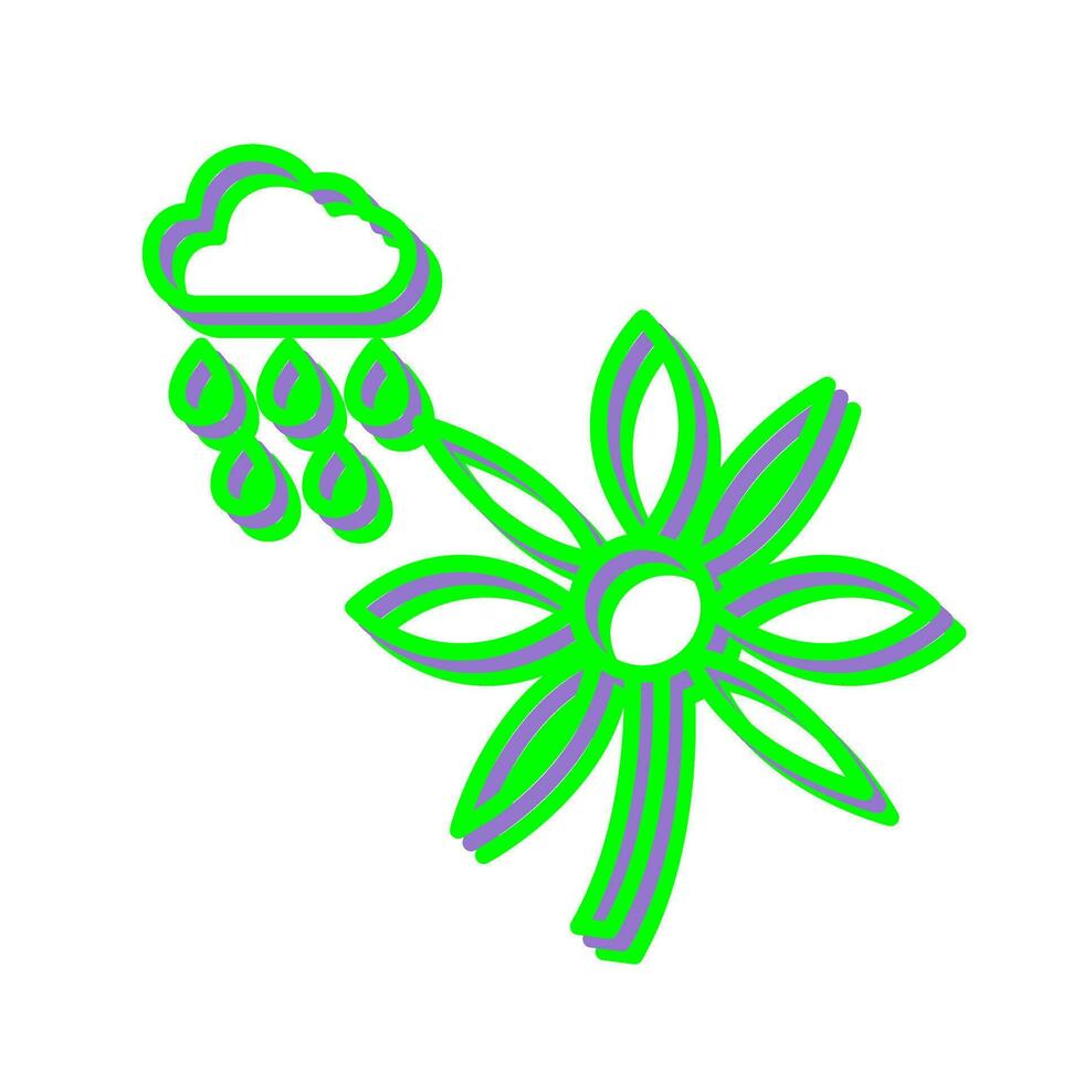 fleur avec icône de vecteur de pluie
