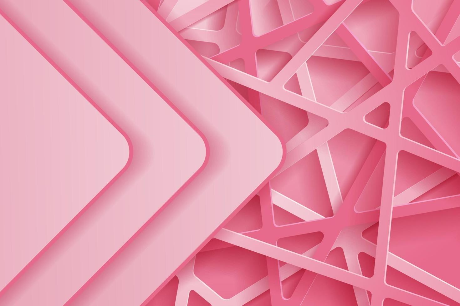 abstrait 3d avec du papier rose coupé vecteur