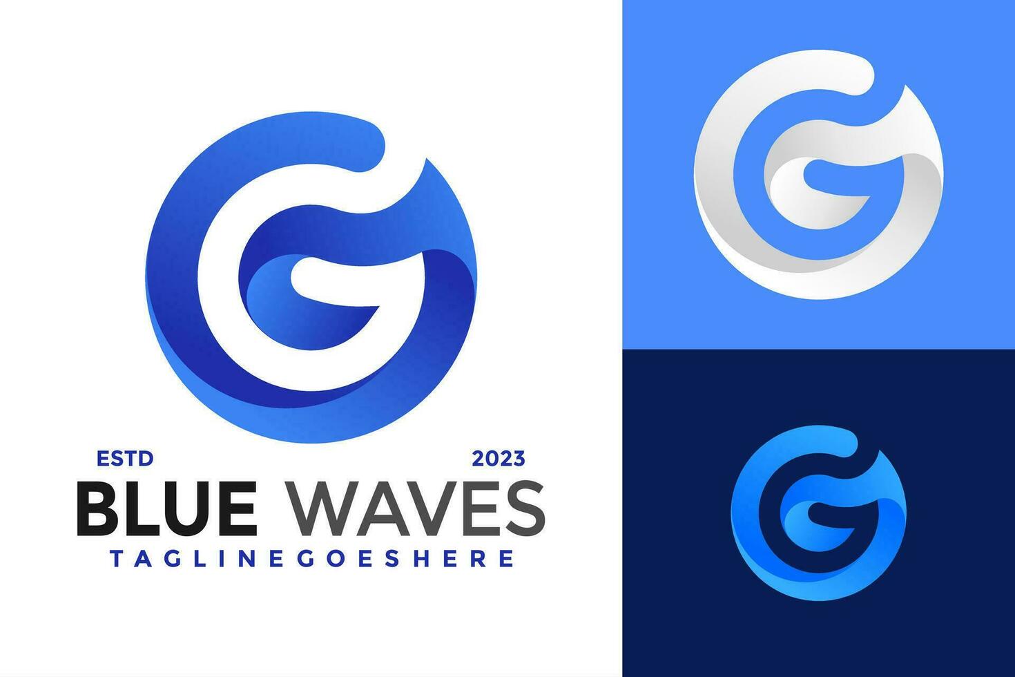 lettre g bleu vague coloré affaires entreprise logo conception vecteur symbole icône illustration