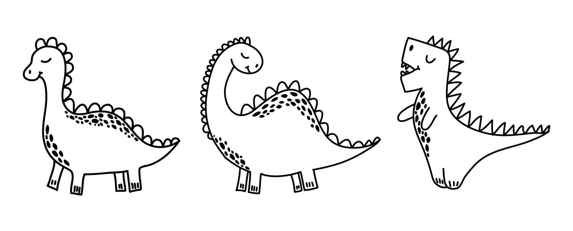 illustration vectorielle de dinosaures dans un style doodle vecteur