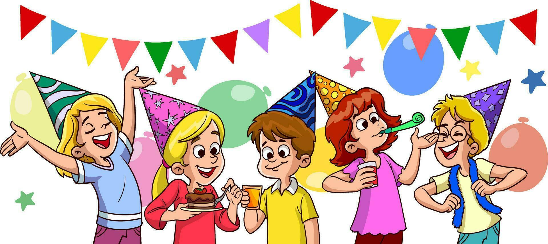 vecteur illustration de des gamins anniversaire fête