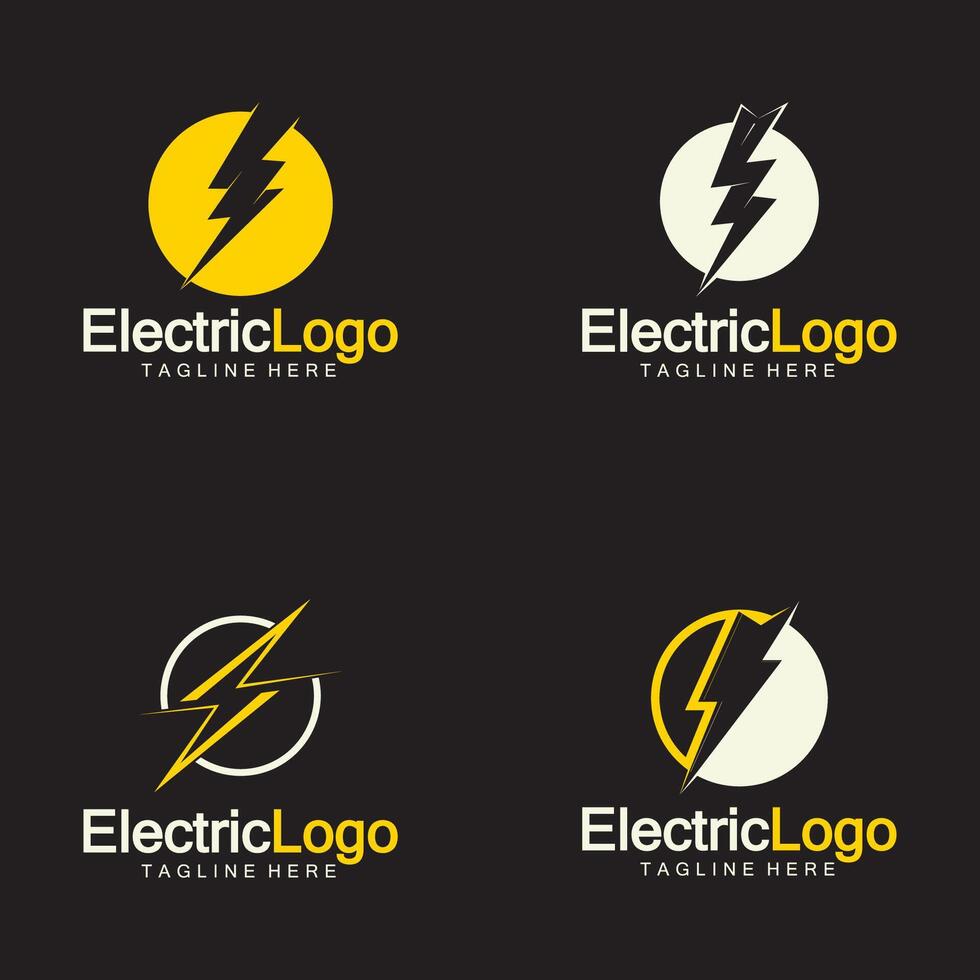 électrique logo conception modèle,isolé sur noir Contexte vecteur