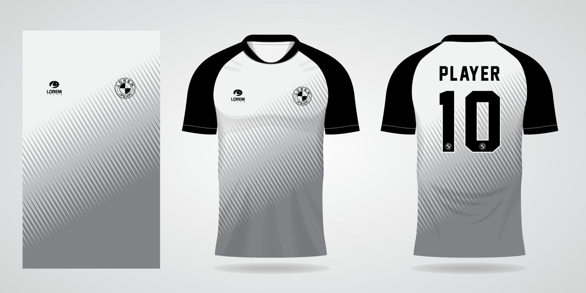 modèle de maillot blanc noir pour les uniformes d'équipe et t-shirt de football vecteur