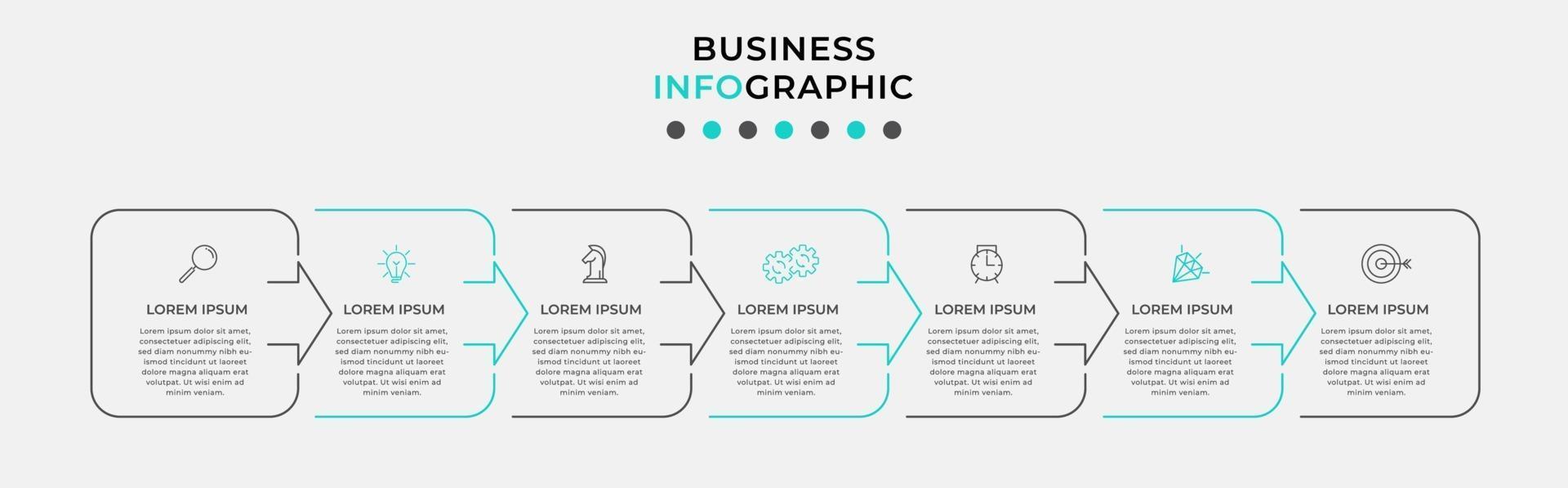 modèle de conception infographique avec icônes et 7 options ou étapes vecteur