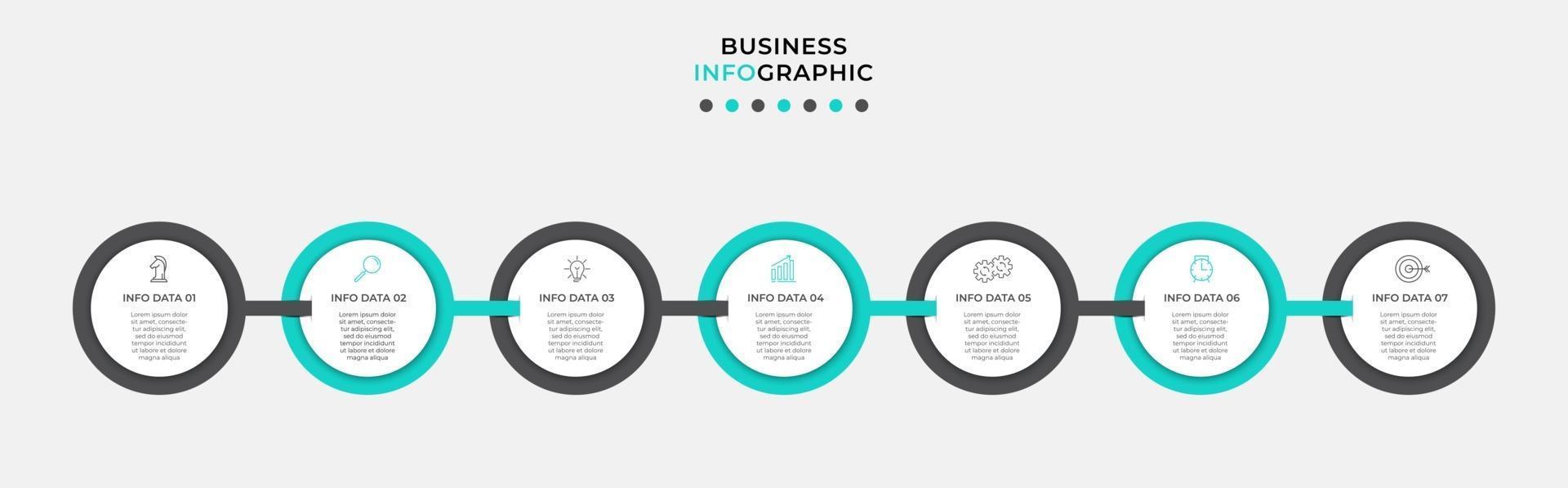 modèle de conception infographique avec icônes et 7 options ou étapes vecteur