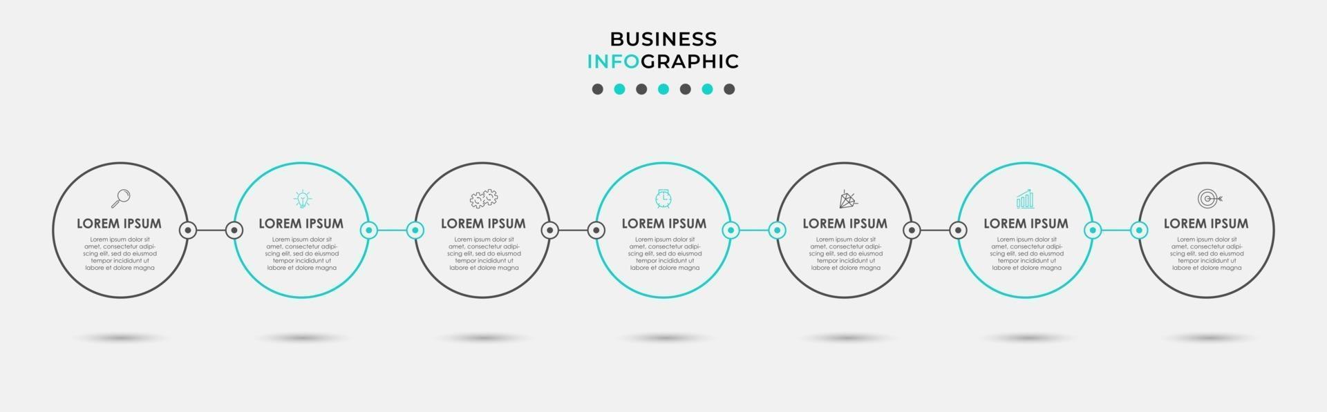 modèle de conception infographique avec icônes et 7 options ou étapes vecteur