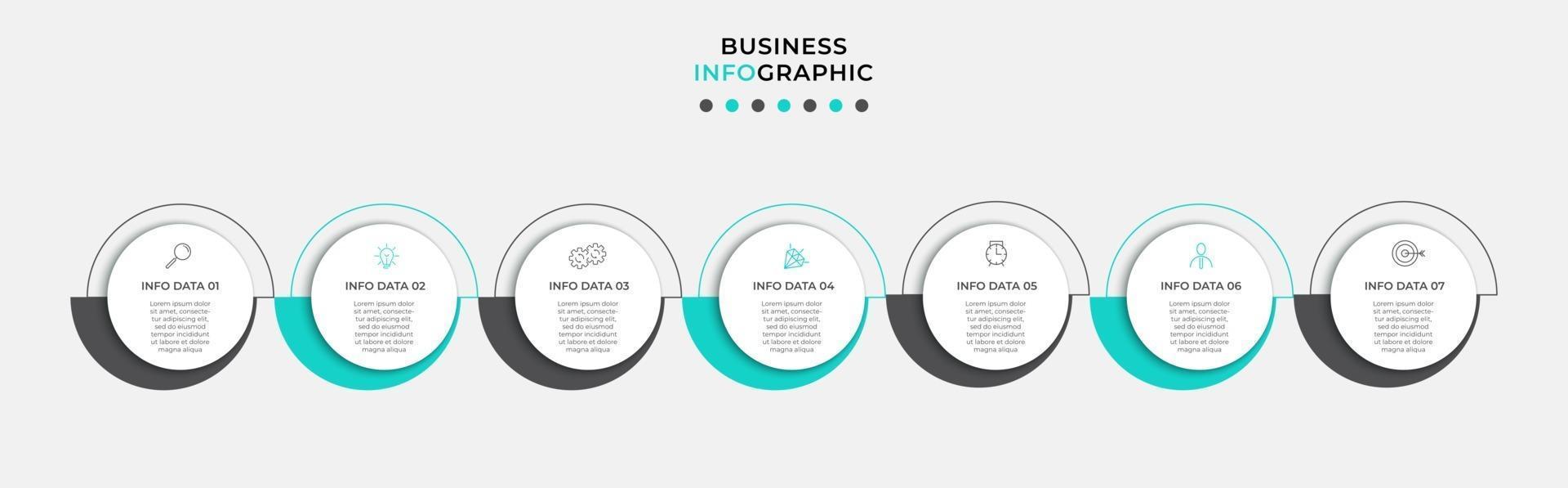 modèle de conception infographique avec icônes et 7 options ou étapes vecteur