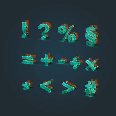 Jeu de polices de verre et bois realsitic, illustration vectorielle vecteur