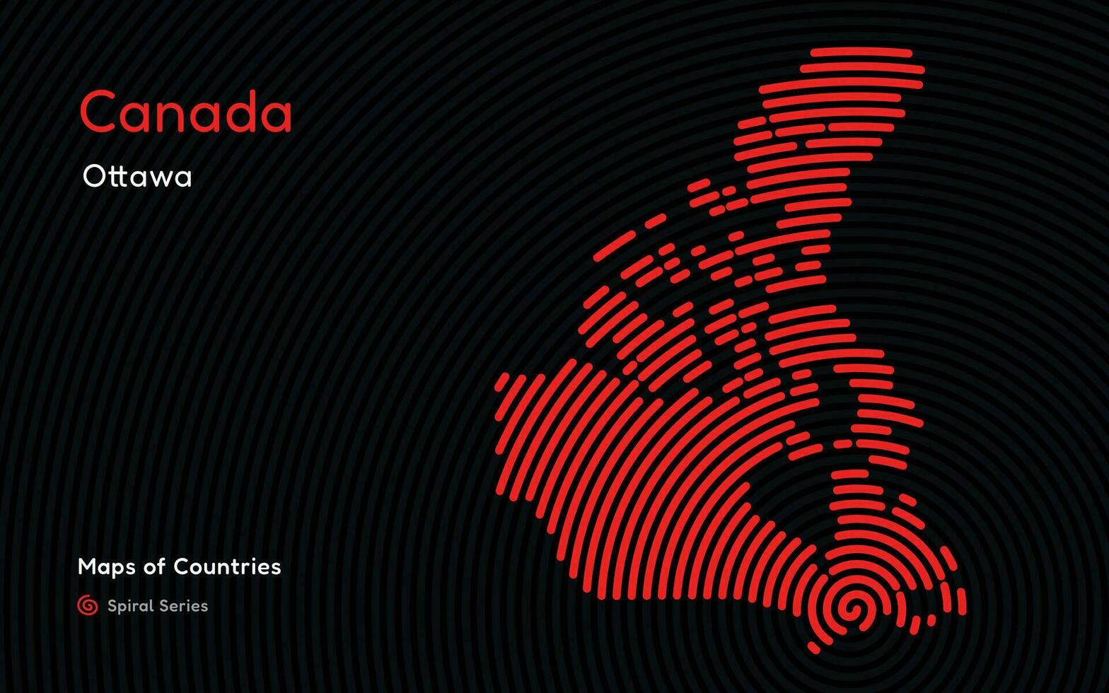 Créatif carte de Canada. politique carte. Capitale ottawa. monde des pays vecteur Plans série. spirale empreinte digitale séries