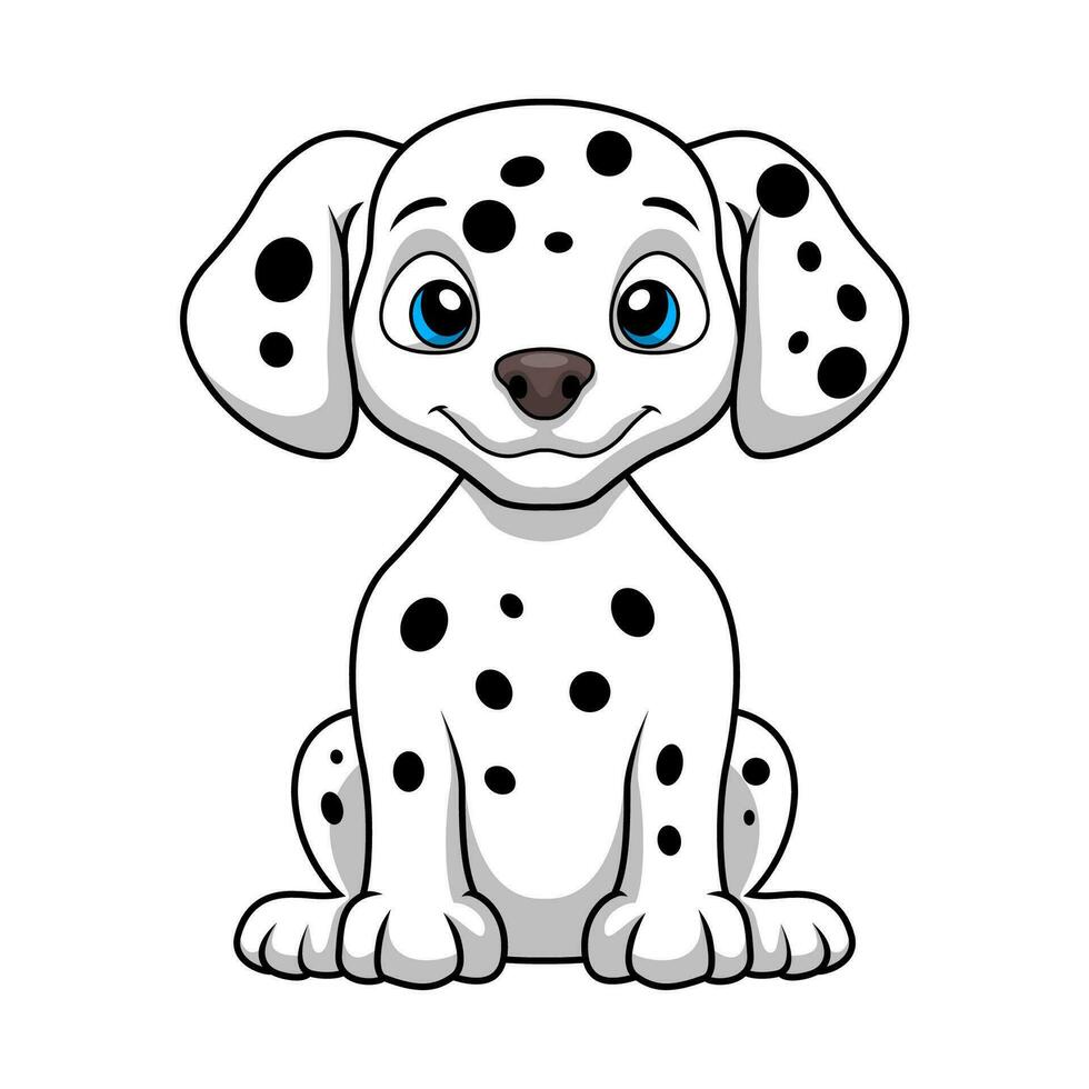 mignonne dalmatien chien dessin animé sur blanc Contexte vecteur