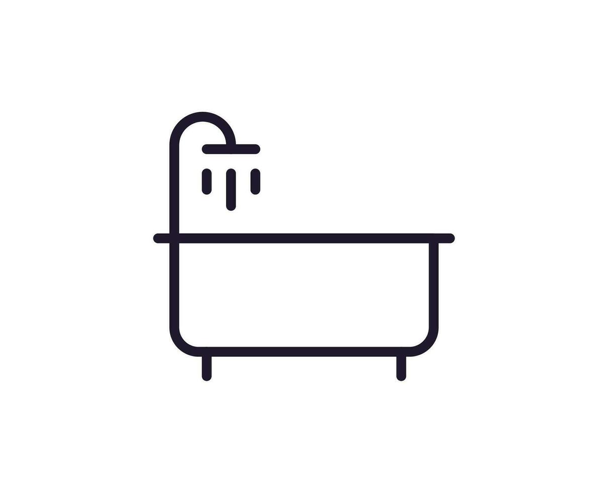 une baignoire vecteur ligne icône. prime qualité logo pour la toile des sites, conception, en ligne magasins, entreprises, livres, annonces. noir contour pictogramme isolé sur blanc Contexte