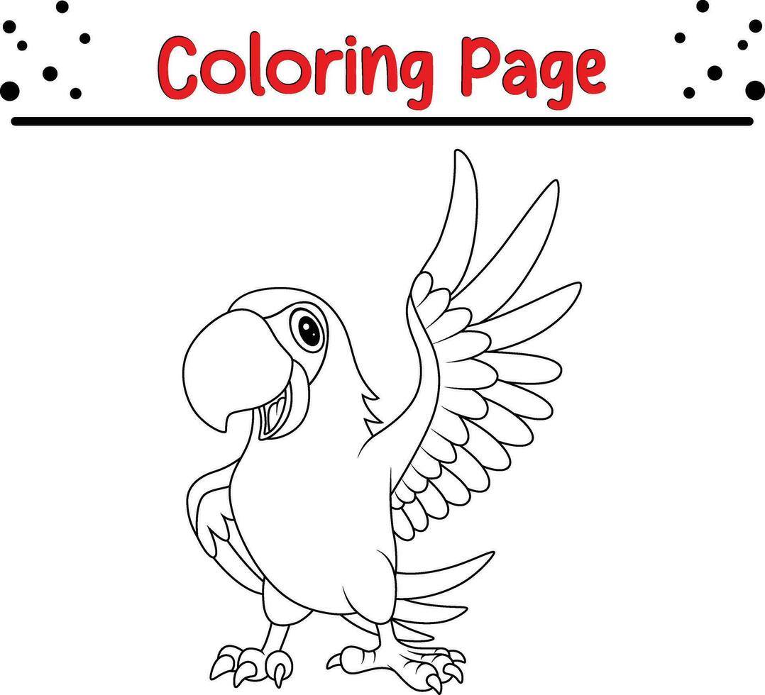 content perroquet oiseau coloration page. noir et blanc vecteur illustration pour une coloration livre.