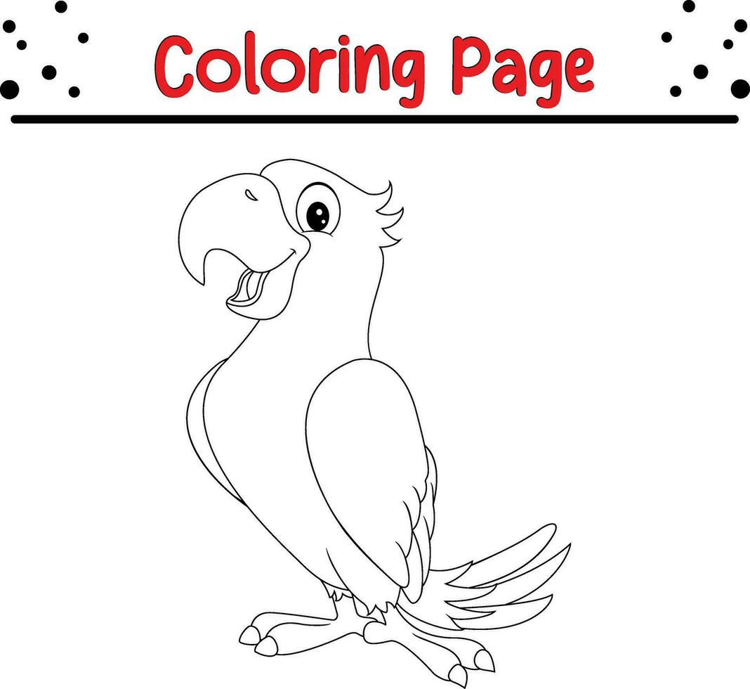 content perroquet oiseau coloration page. noir et blanc vecteur illustration pour une coloration livre.