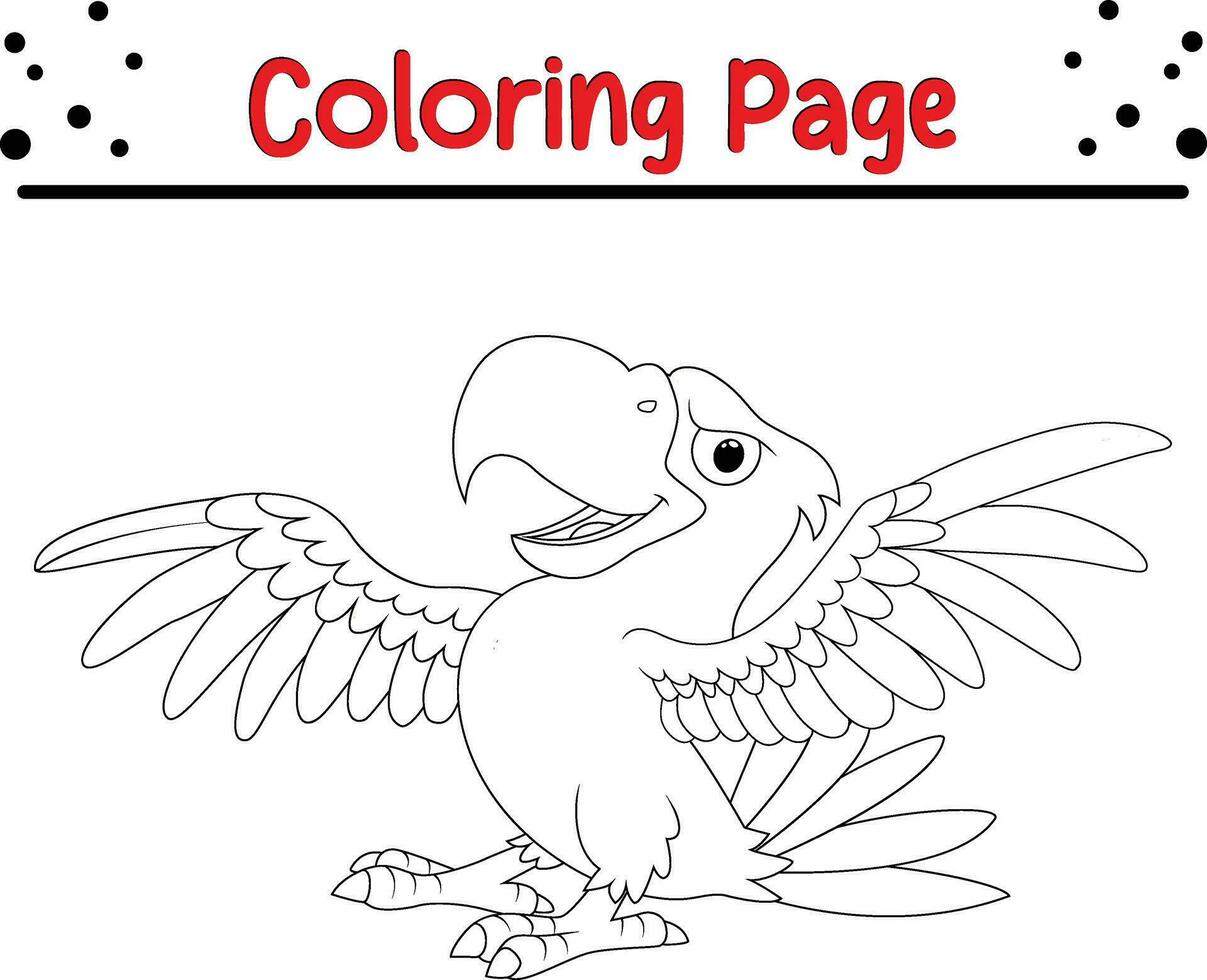 content perroquet oiseau coloration page. noir et blanc vecteur illustration pour une coloration livre.
