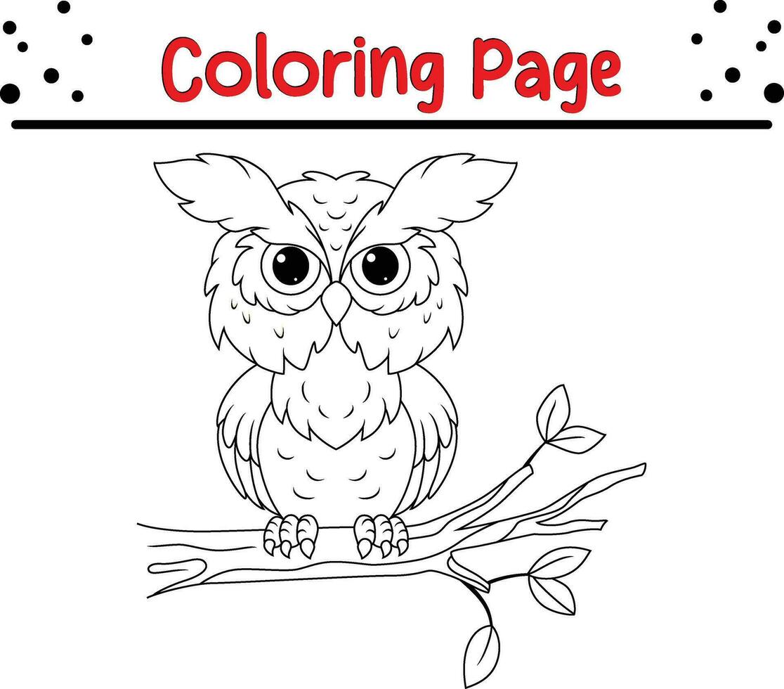 hibou coloration page pour les enfants. vecteur