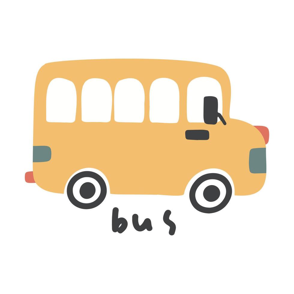 dessiné à la main dessin animé mignonne autobus illustration vecteur