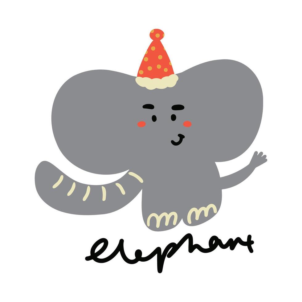 Créatif main tiré mignonne dessin animé animal l'éléphant illustration vecteur