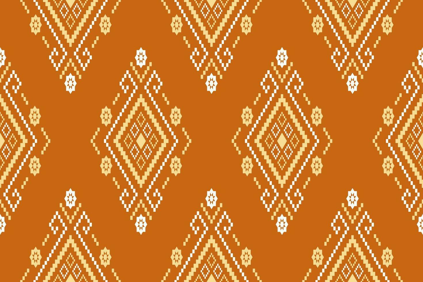 Orange millésimes traverser point traditionnel ethnique modèle paisley fleur ikat Contexte abstrait aztèque africain indonésien Indien sans couture modèle pour en tissu impression tissu robe tapis rideaux et sarong vecteur