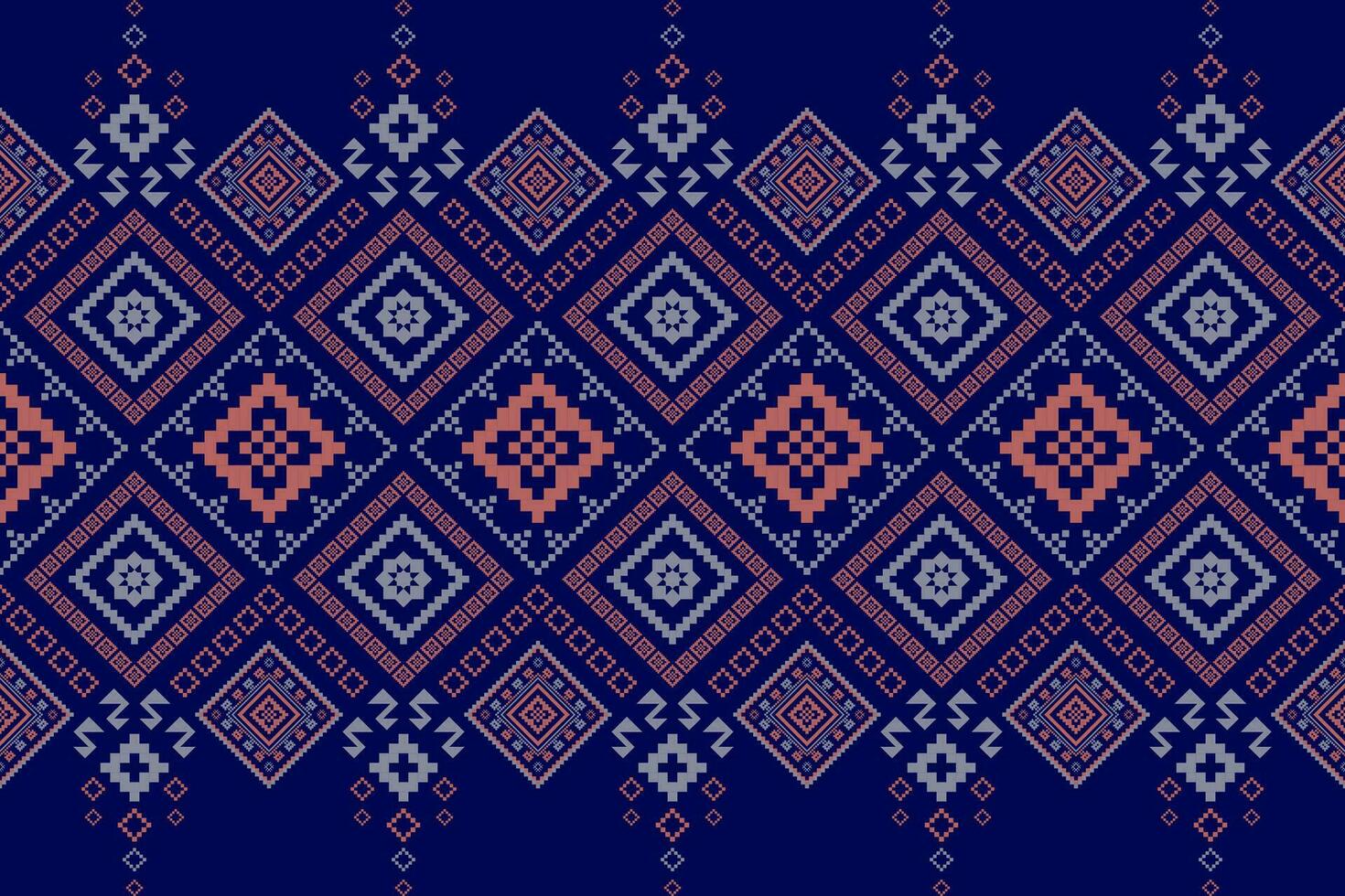 indigo marine bleu géométrique traditionnel ethnique modèle ikat sans couture modèle frontière abstrait conception pour en tissu impression tissu robe tapis rideaux et sarong aztèque africain Indien indonésien vecteur