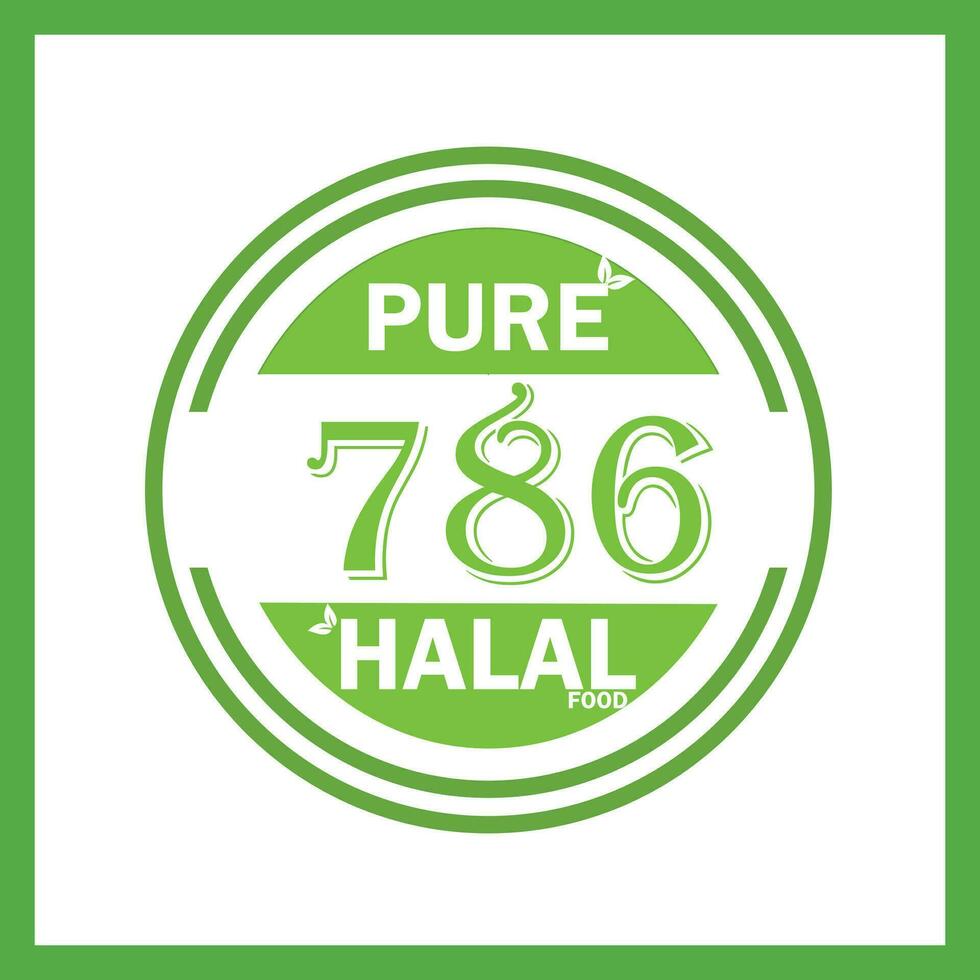conception avec halal feuille conception 786 vecteur