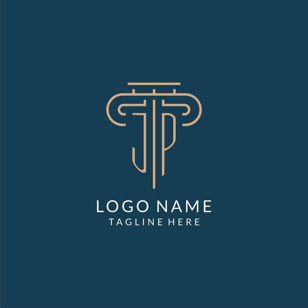 initiale lettre jp pilier logo, loi raffermir logo conception inspiration vecteur