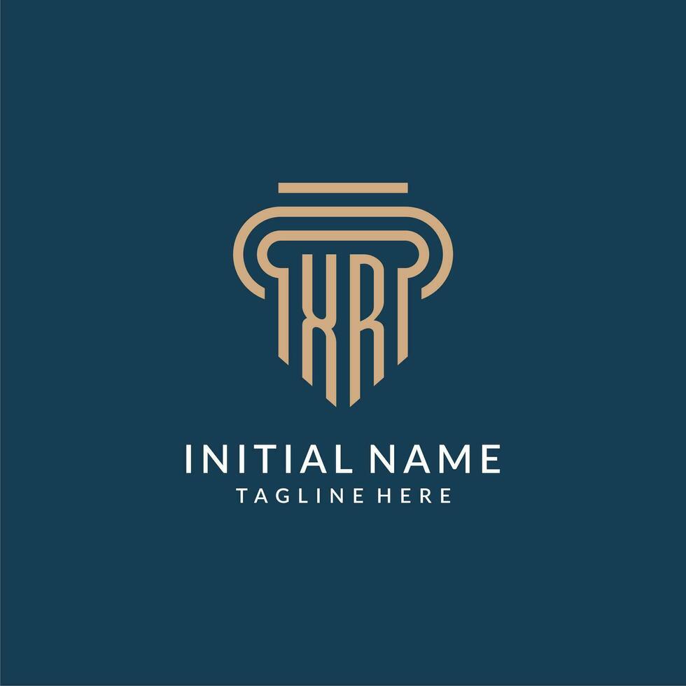 initiale xr pilier logo style, luxe moderne avocat légal loi raffermir logo conception vecteur