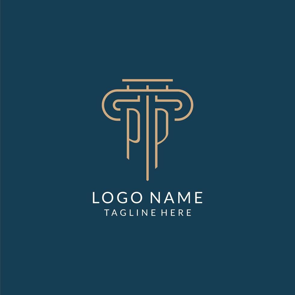 initiale lettre pp pilier logo, loi raffermir logo conception inspiration vecteur