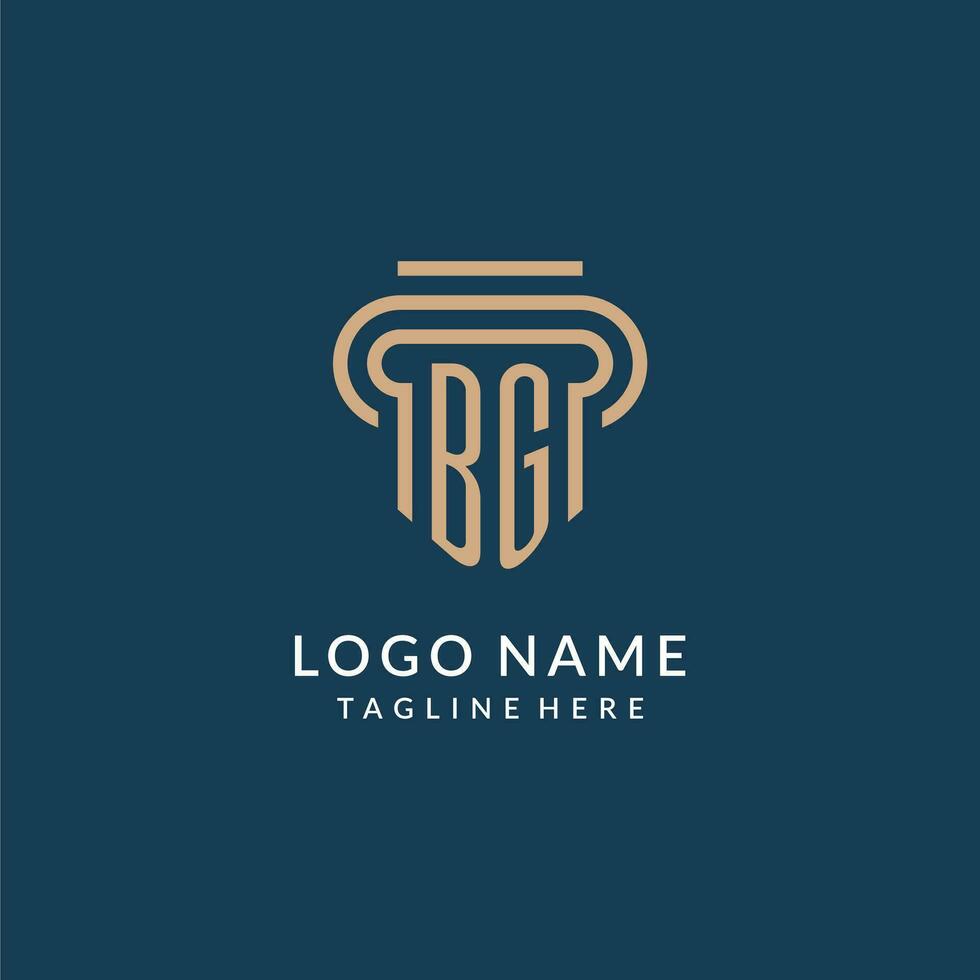 initiale bg pilier logo style, luxe moderne avocat légal loi raffermir logo conception vecteur