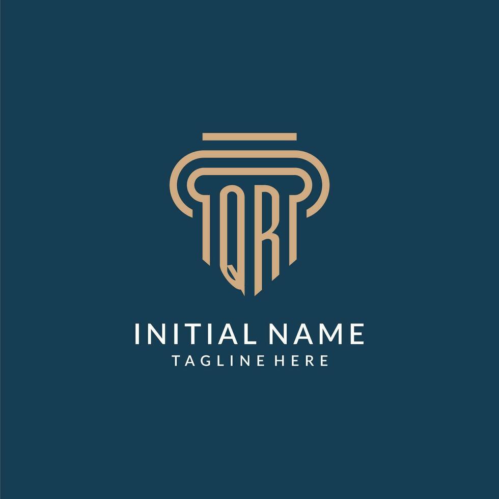 initiale qr pilier logo style, luxe moderne avocat légal loi raffermir logo conception vecteur