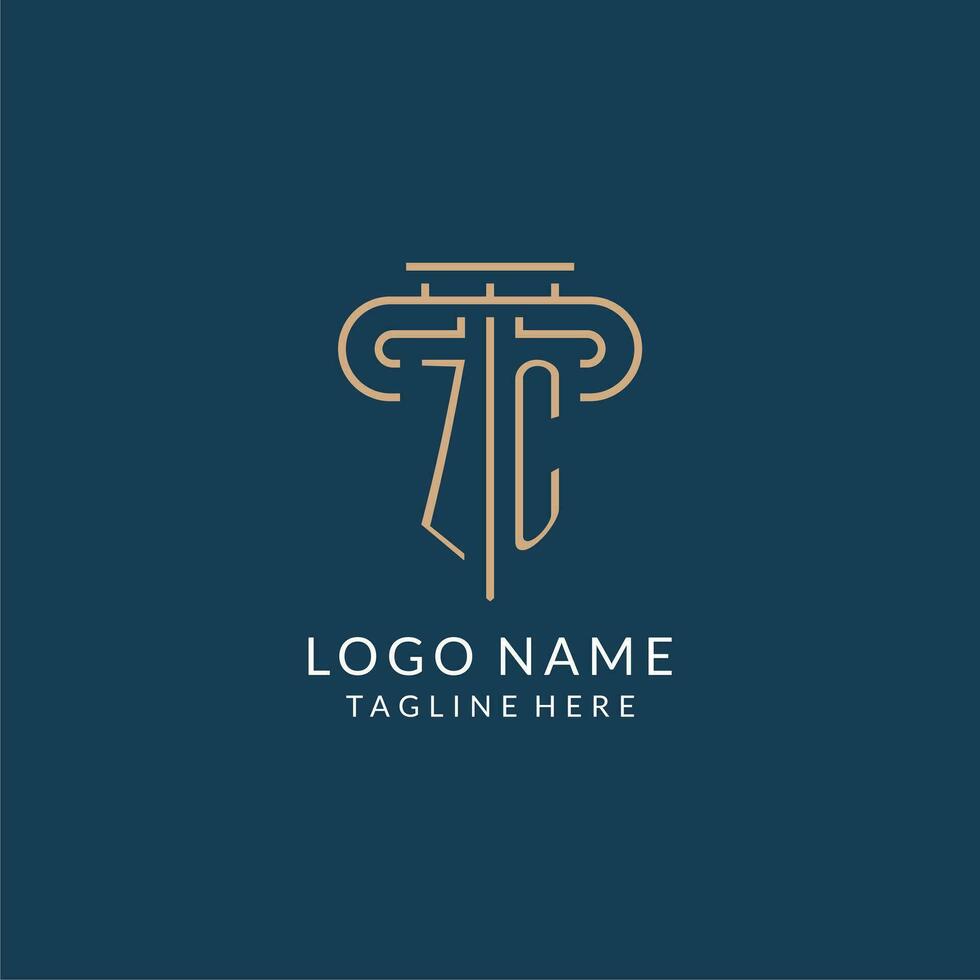 initiale lettre zc pilier logo, loi raffermir logo conception inspiration vecteur