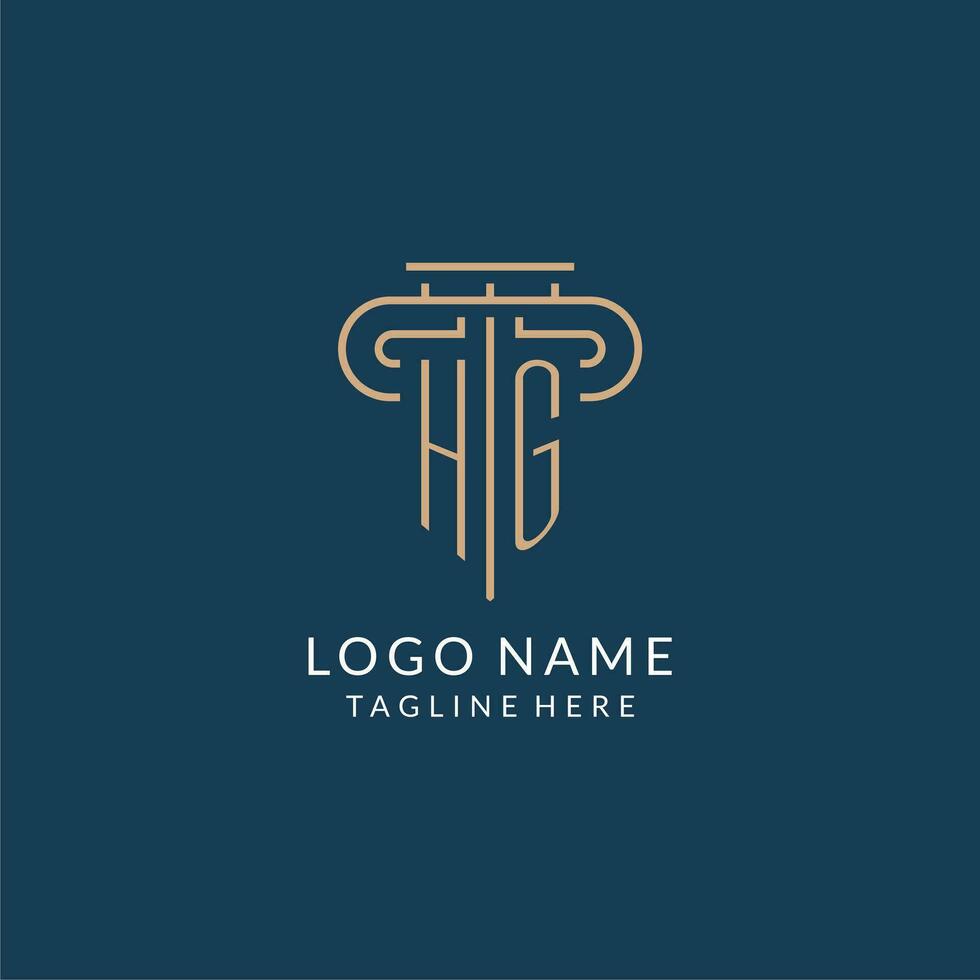 initiale lettre hg pilier logo, loi raffermir logo conception inspiration vecteur