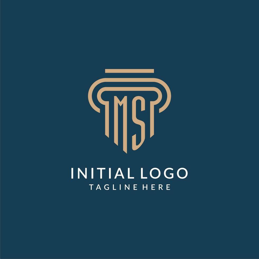 initiale SP pilier logo style, luxe moderne avocat légal loi raffermir logo conception vecteur