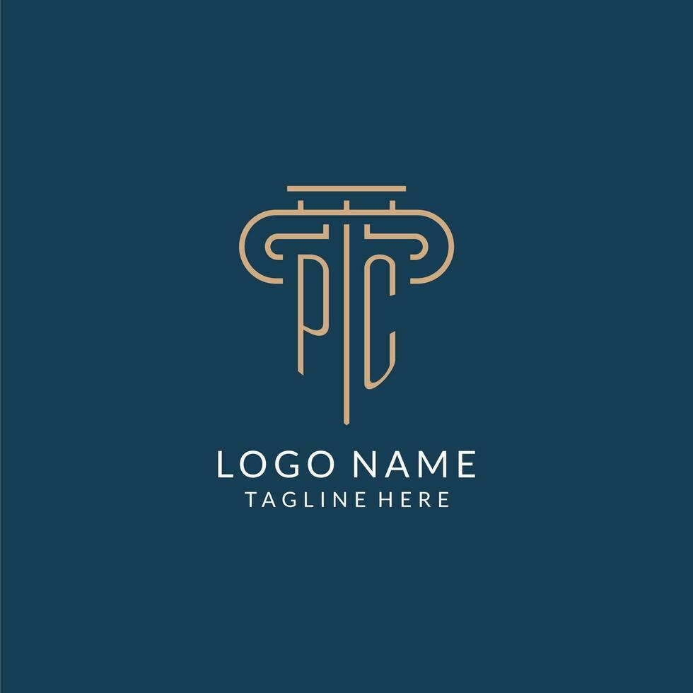 initiale lettre PC pilier logo, loi raffermir logo conception inspiration vecteur