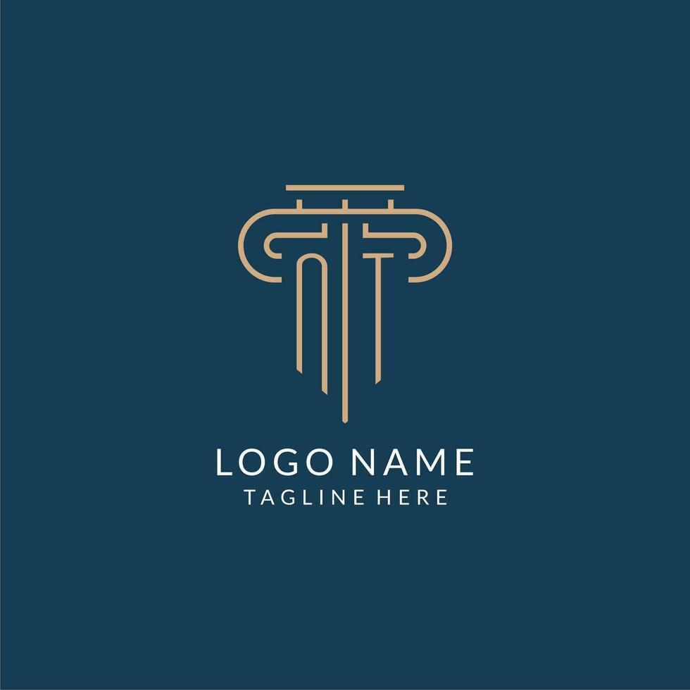 initiale lettre NT pilier logo, loi raffermir logo conception inspiration vecteur