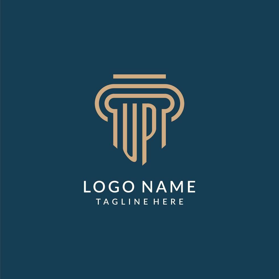 initiale en haut pilier logo style, luxe moderne avocat légal loi raffermir logo conception vecteur