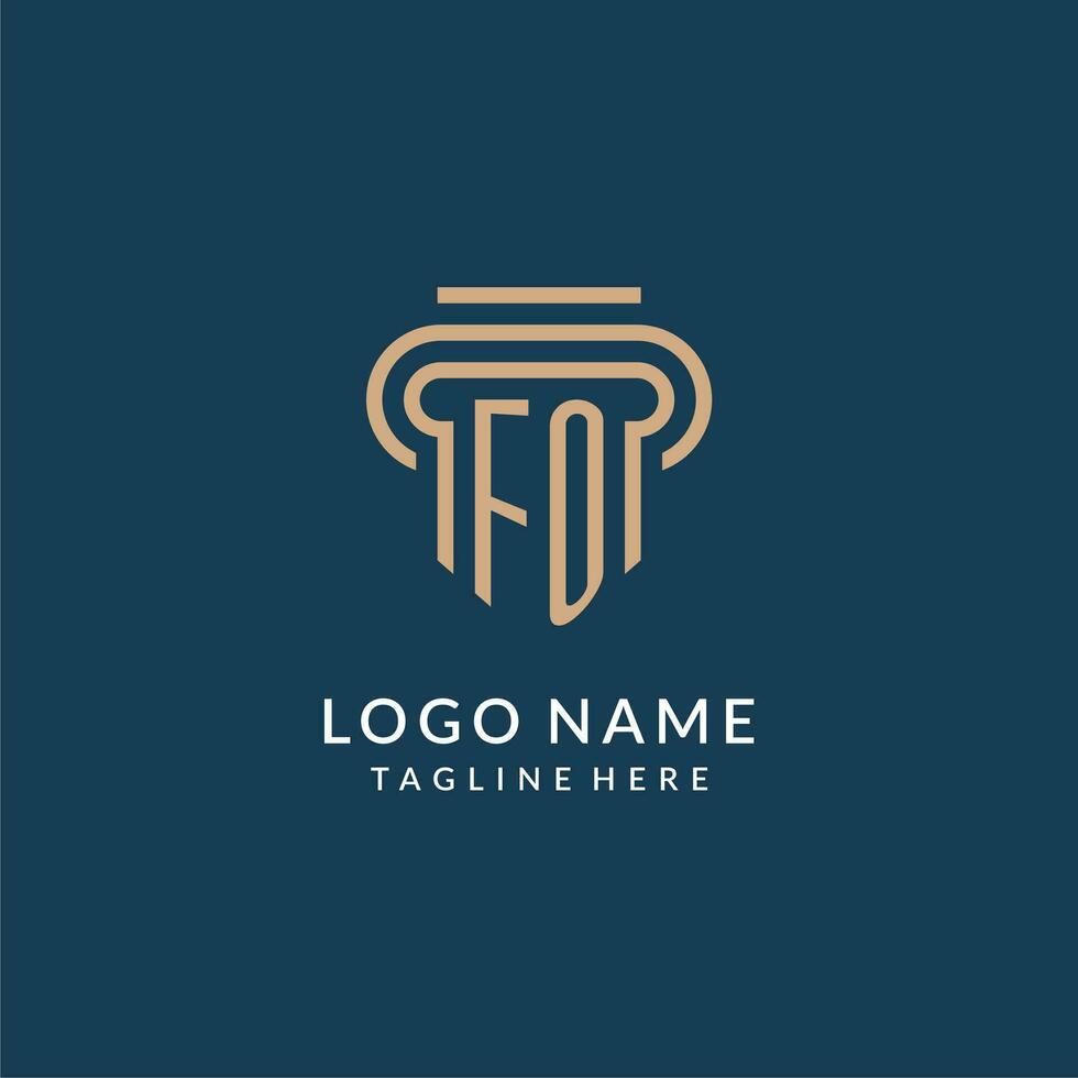 initiale fo pilier logo style, luxe moderne avocat légal loi raffermir logo conception vecteur