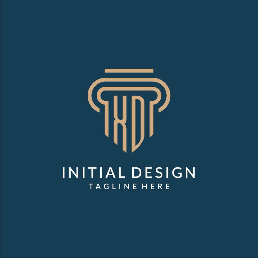 initiale xd pilier logo style, luxe moderne avocat légal loi raffermir logo conception vecteur