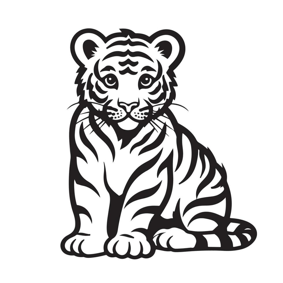 noir et blanc tigre dessins sur une blanc Contexte vecteur