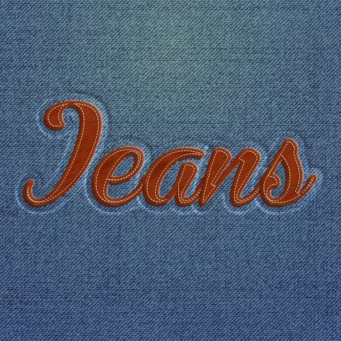 Mot «Jeans» brodé réaliste, vecteur