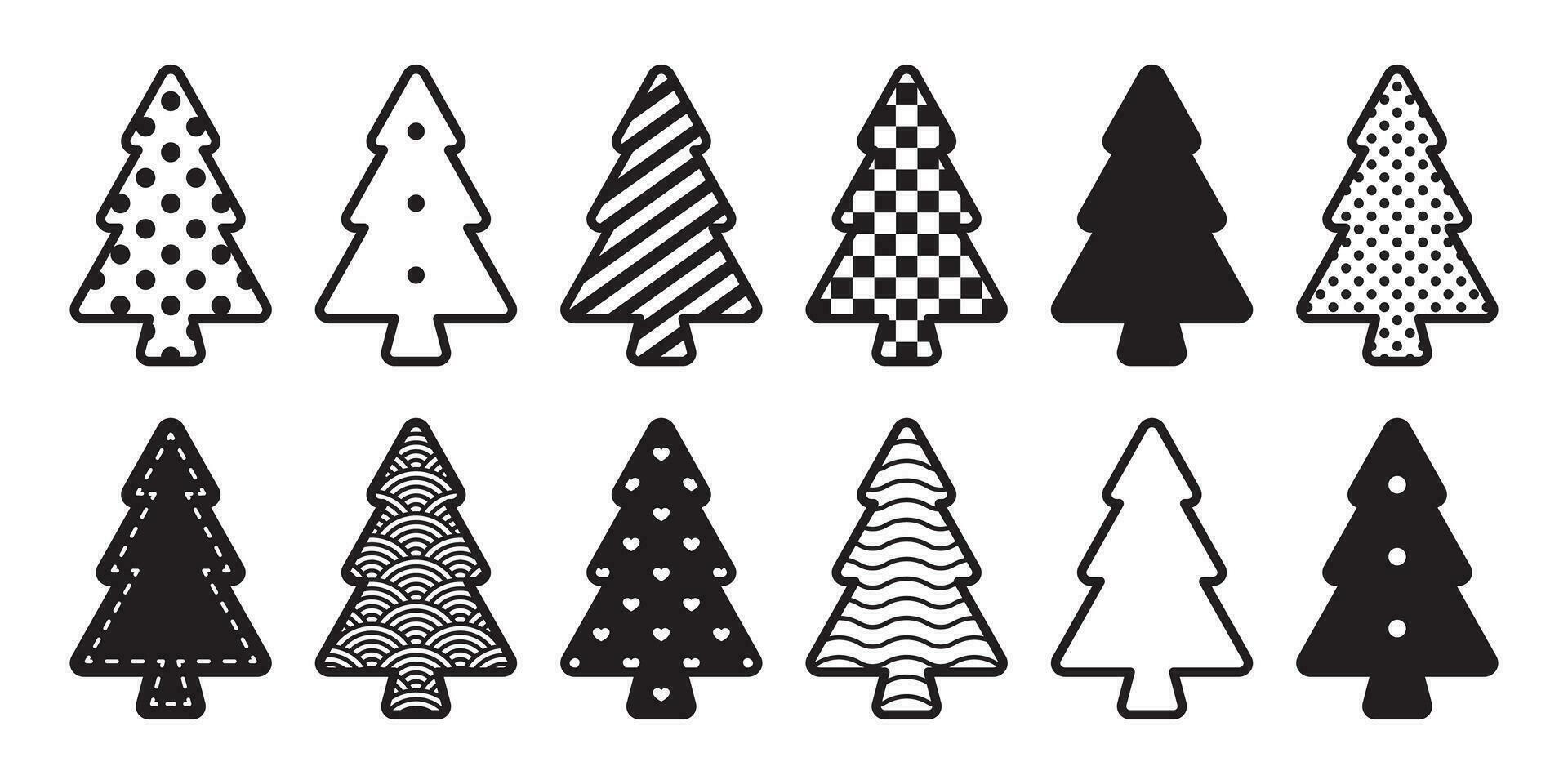 Noël arbre vecteur icône polka point rayé Père Noël claus cœur vérifié dessin animé symbole illustration conception