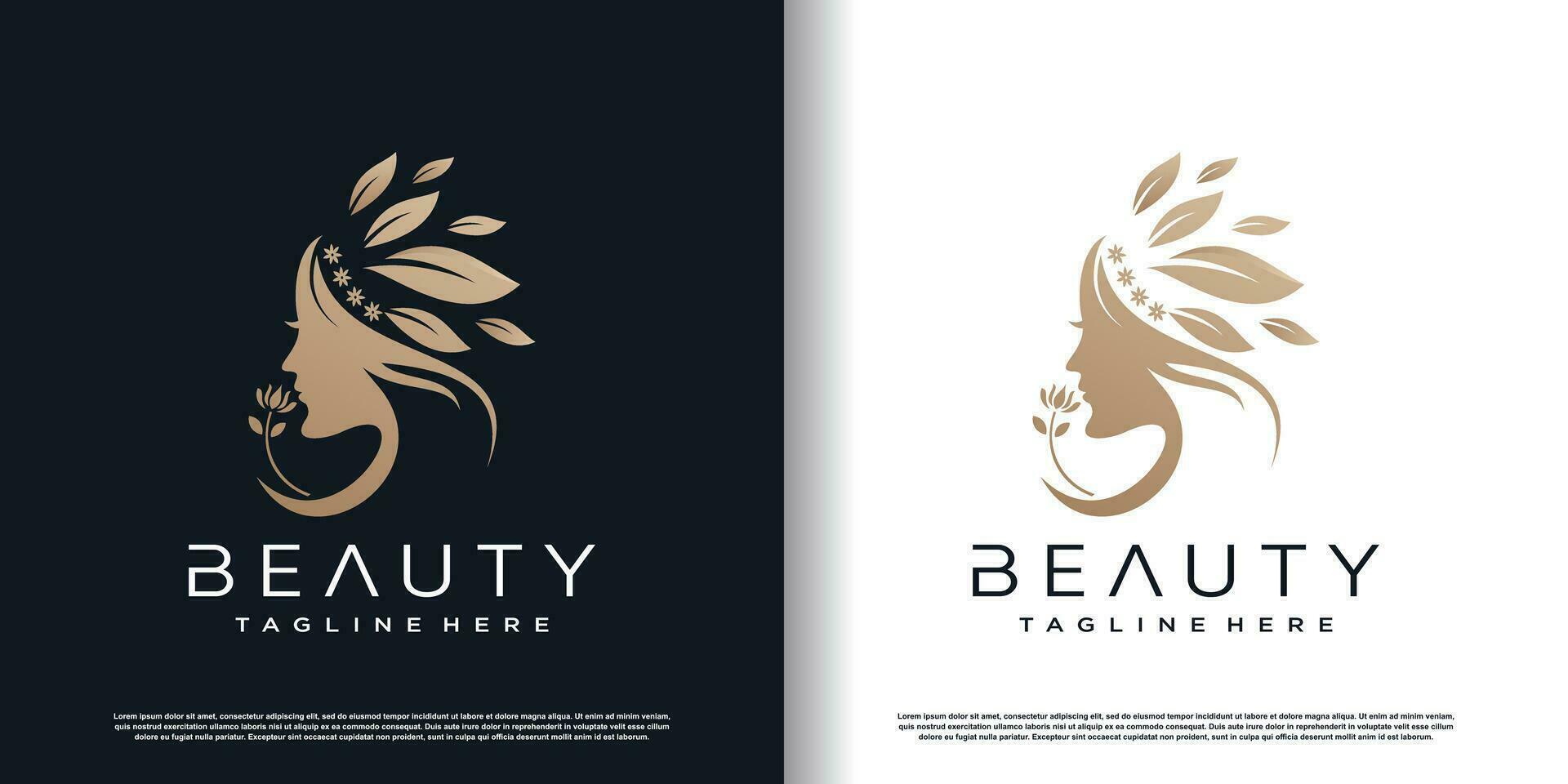 logo de femmes de beauté avec vecteur premium de concept unique créatif