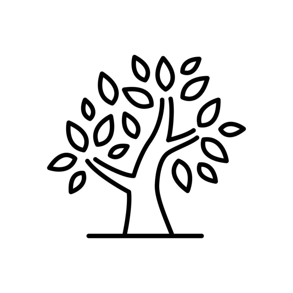 stylisé arbre icône. Facile contour style. croissance bifurquer, feuilles, tronc, ancien concept. mince ligne symbole. vecteur illustration isolé.