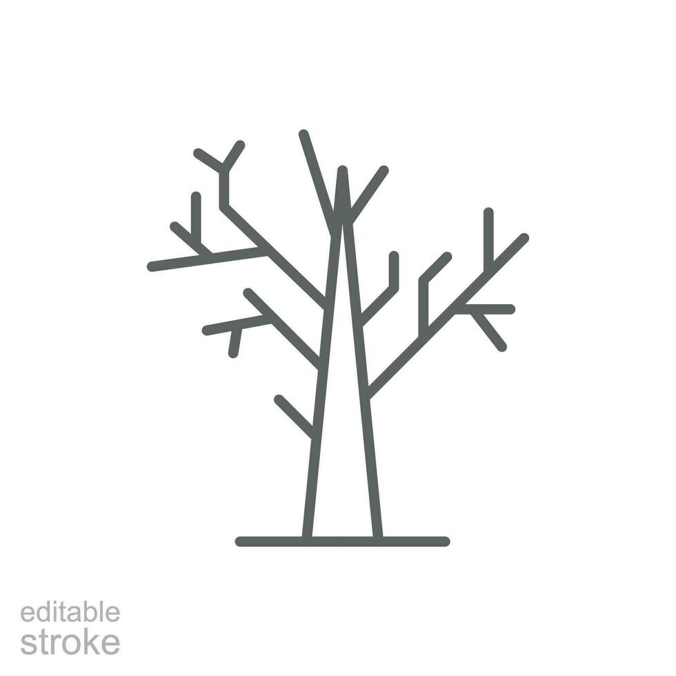 mort arbre icône. Facile contour style. sec arbre, sans feuilles, tronc, vieux bois, la nature concept. mince ligne symbole. vecteur illustration isolé. modifiable accident vasculaire cérébral.