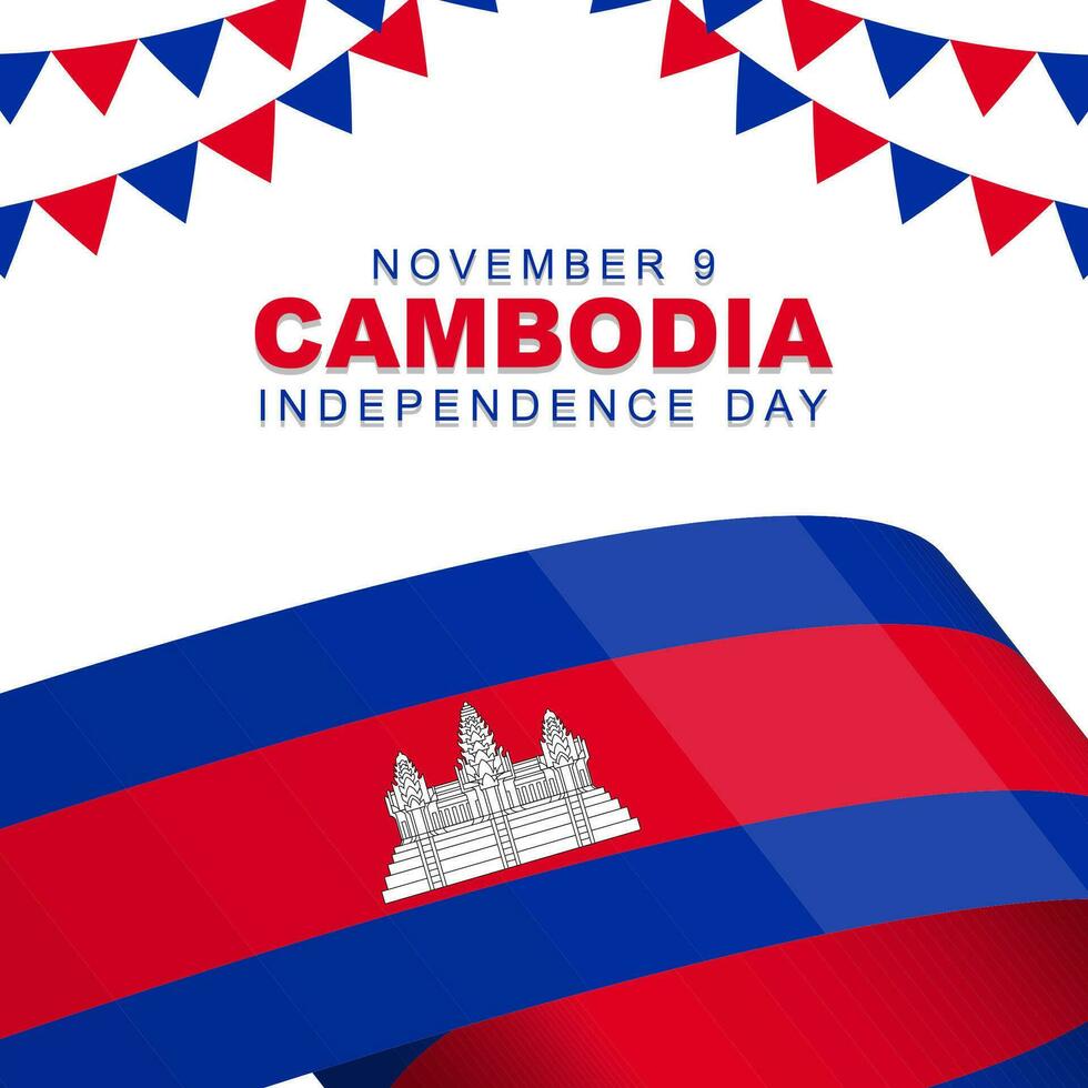 Cambodge indépendance journée est célèbre chaque année sur novembre 9, affiche conception avec cambodgien drapeau vecteur