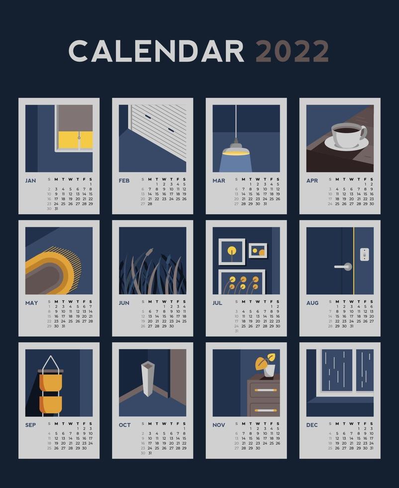 modèle minimaliste de calendrier 2022 vecteur