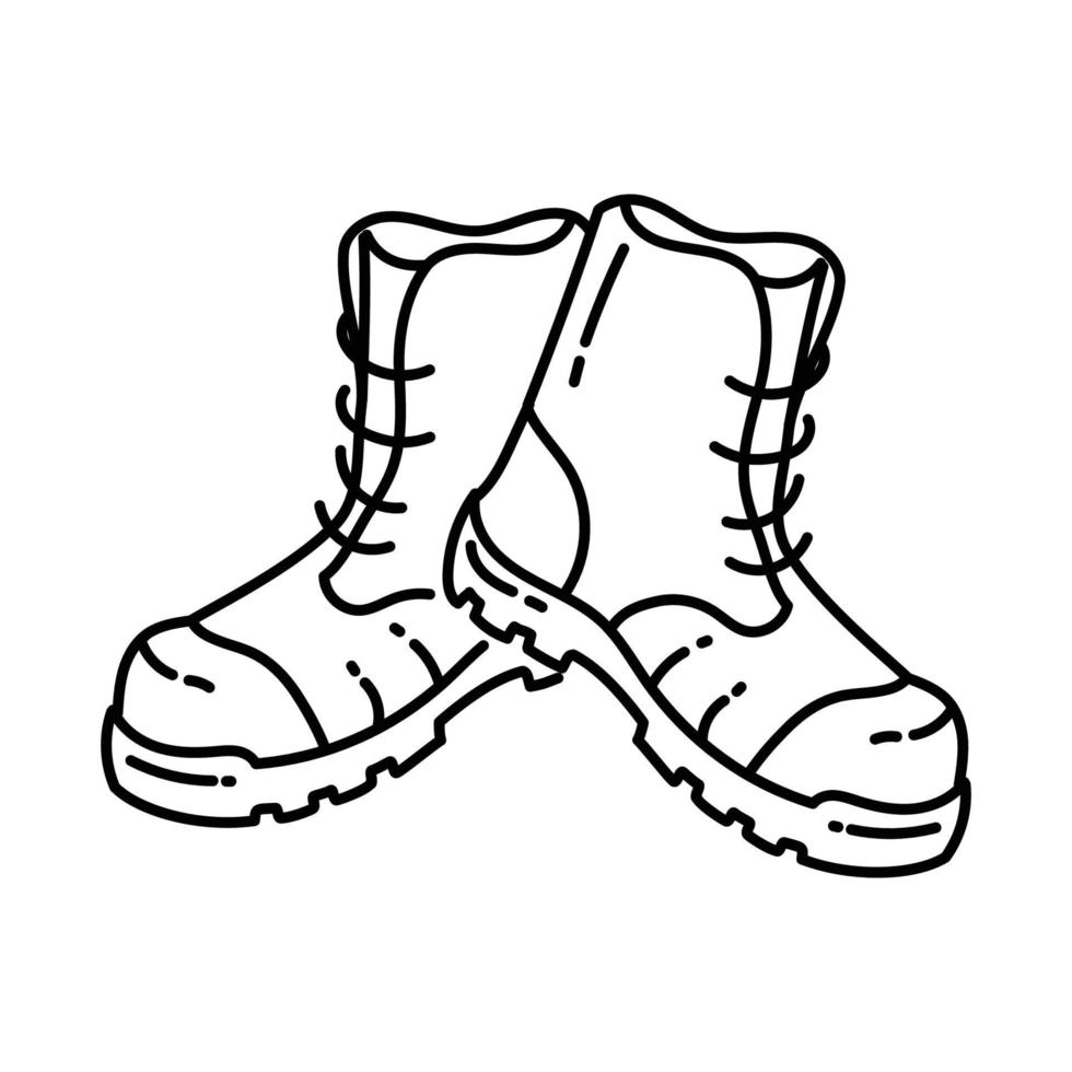 icône de bottes de sécurité. doodle dessinés à la main ou style d'icône de contour vecteur