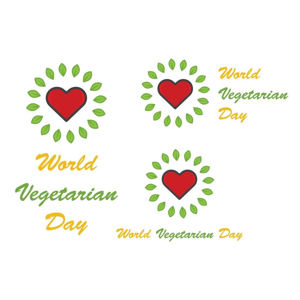 illustration de la journée végétarienne mondiale. concept de conception de logo vecteur